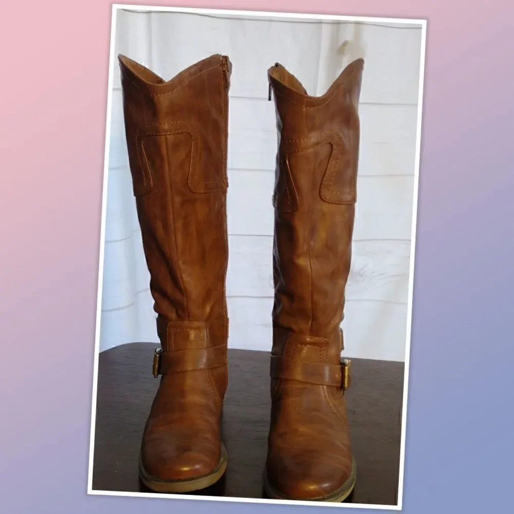 Bear Traps Alysha Vegan Fashion Boots Womens 6M Brown Faux Leather Knee High